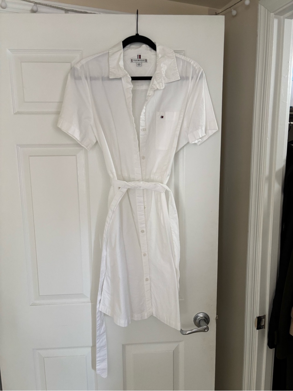 Tommy Hilfiger White Button-Front Shirt Midi Dress